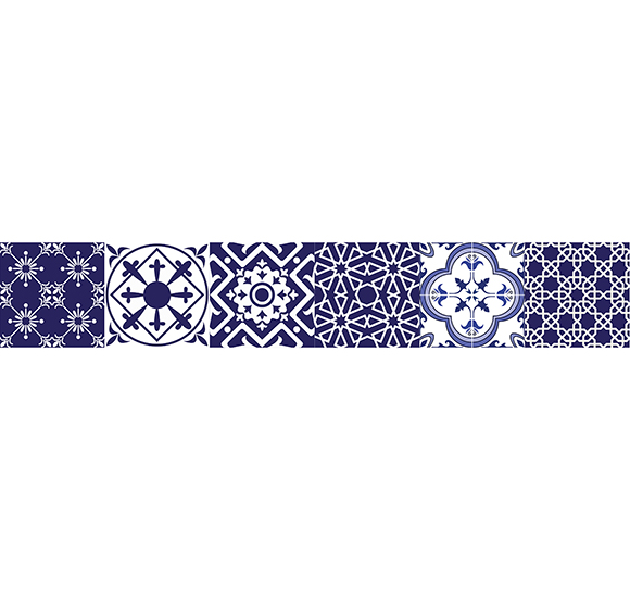 Set of 24 Tile Stickers Blue & White – Vinyl Carpets – Vinilicca